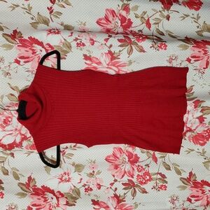 Dressbarn Red Ribbed Knit Top XL